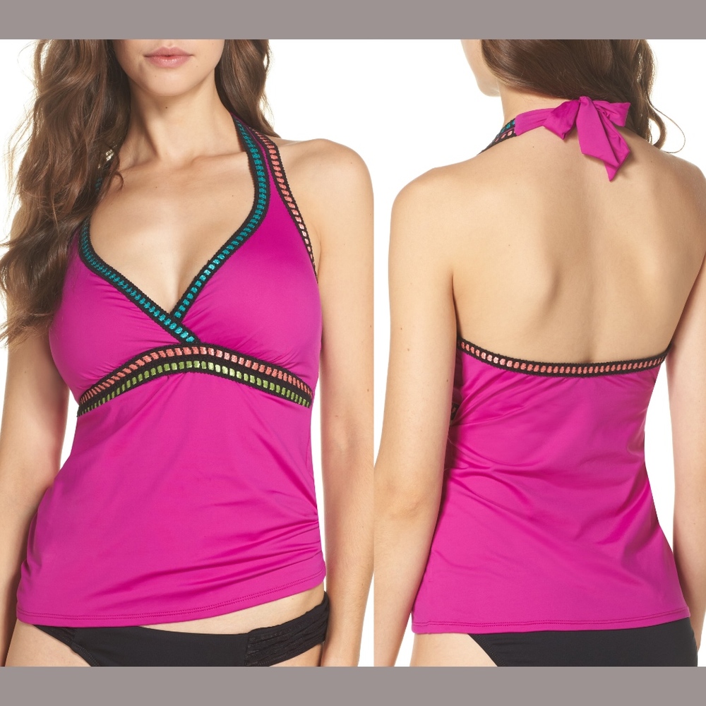 NWT La Blanca‎ Threading Along Tankini Top in Magenta [SZ 4 US ]